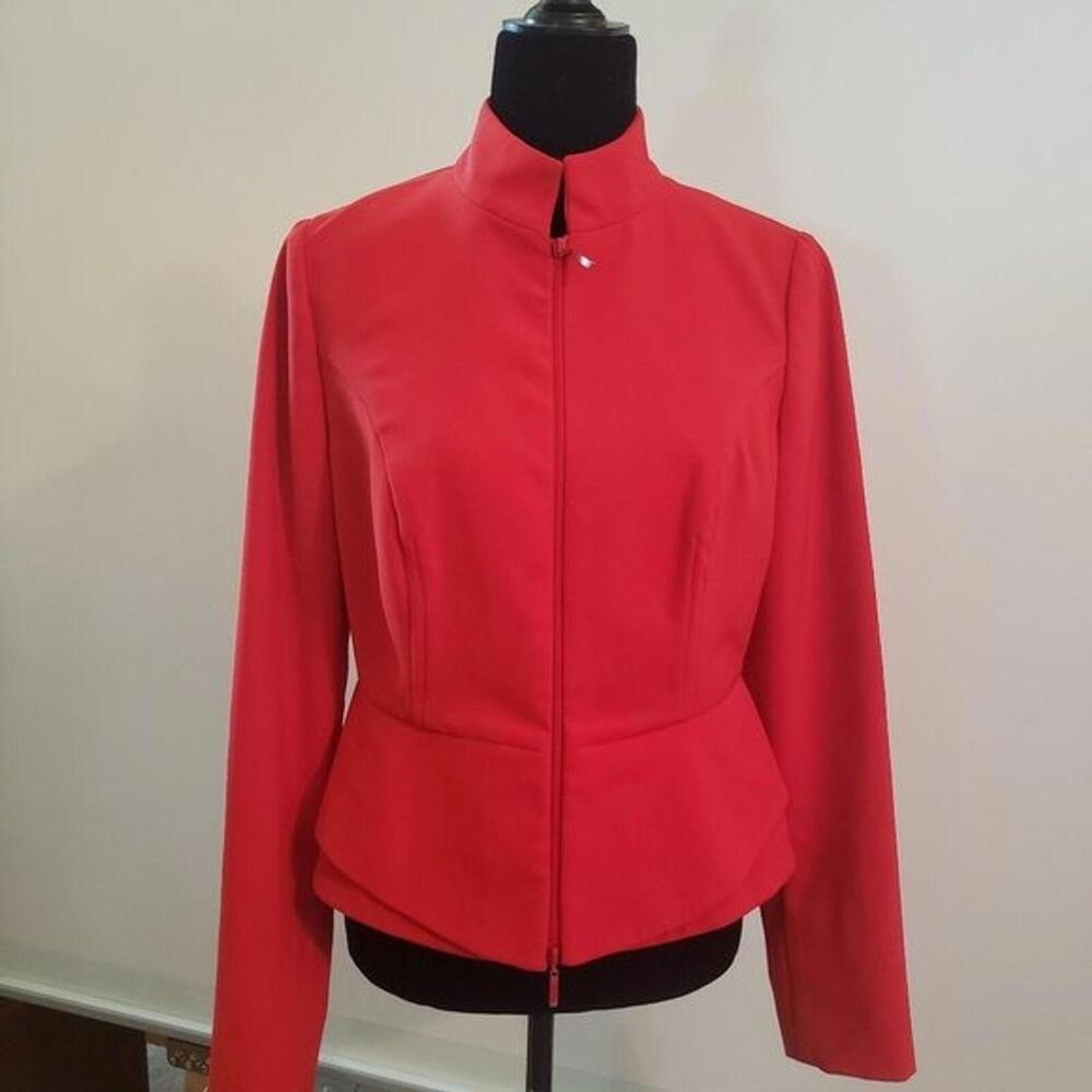 LKNW Carlisle Red Zip Front Blazer jacket unique better in person Size 4